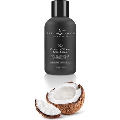 Coconut + Vitamin Gloss Serum | 4-1 | Restore Shine + Improve Texture | Wet and Dry Hair | Vegan 🌱 | StellaSimone Salon Systems.