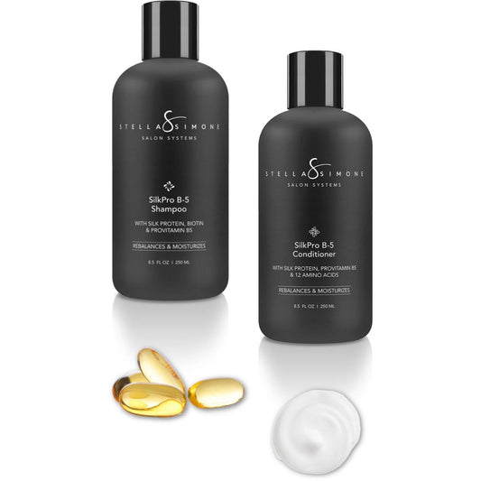 Silk Aminos ProGrade + Yarrow Extract + Vitamin E Shampoo + Conditioner | 2PC | Everyday Haircare | Duo Kit | No Added Gluten | StellaSimone Salon Systems.