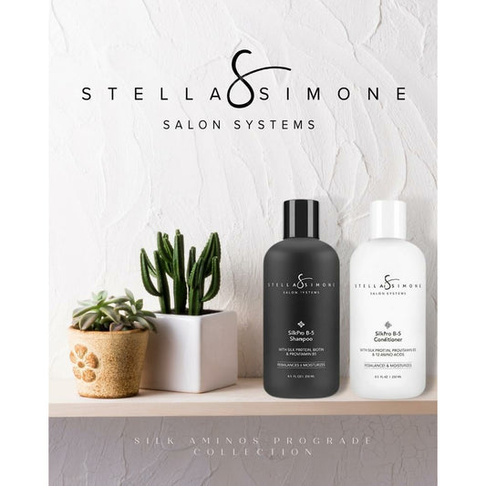 Silk Aminos ProGrade + Yarrow Extract + Vitamin E Shampoo + Conditioner Kit  & Keep It Together - 4 PC Styling Kit | Value $155 | BUY FOR $89 | FREE SHIPPING | StellaSimone Salon Systems.